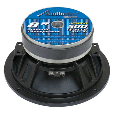 Audiopipe APMB-8B 500W 8" Low/Mid Frequency Mid-bass Car Audio Speaker (8 Pack)