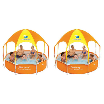 Bestway Splash in Shade 8' x 20" Kids Spray Play Swimming Pool & Canopy, 2 Pack