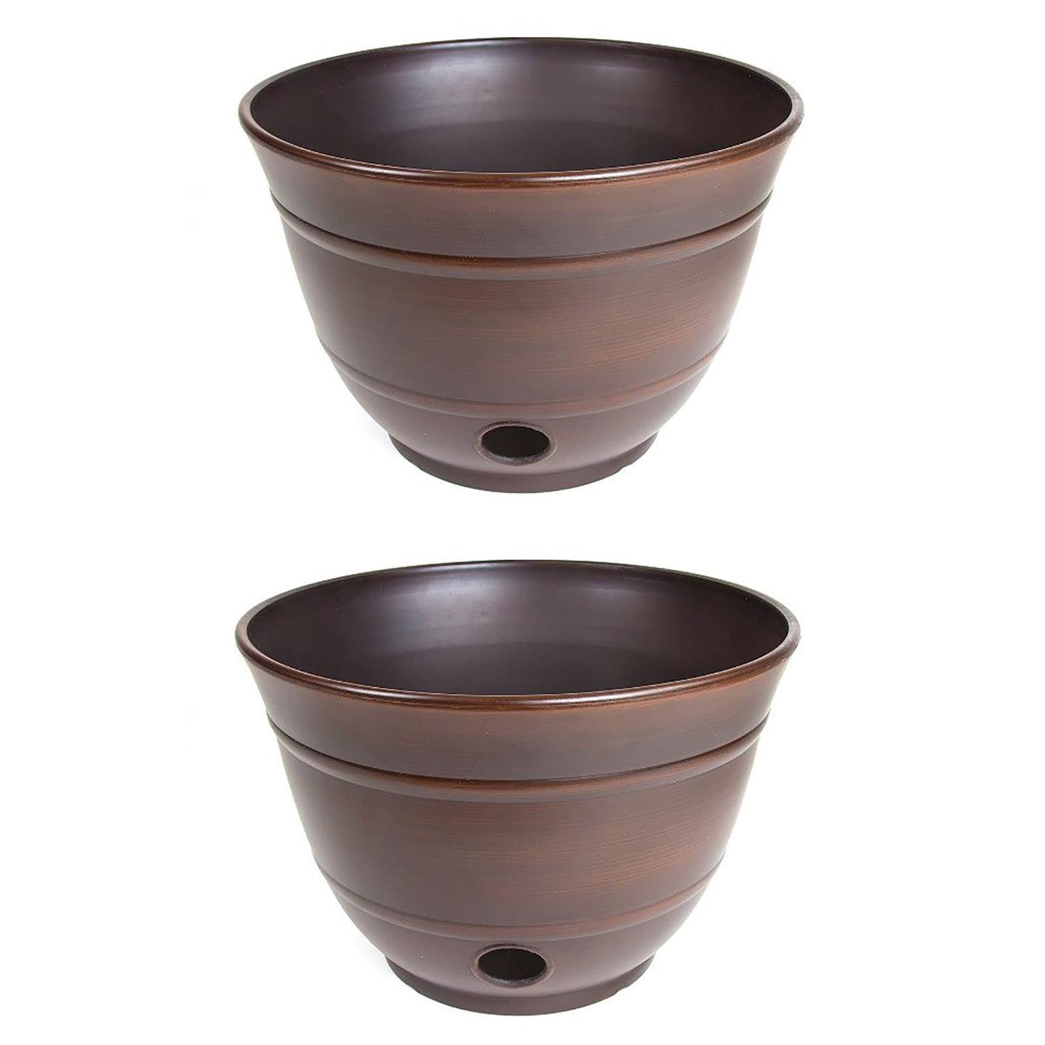 Liberty Garden Banded High Density Resin Hose Holder Pot with Drainage (2 Pack) - VMInnovations