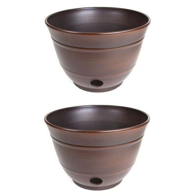 Liberty Garden Banded High Density Resin Hose Holder Pot with Drainage (2 Pack) - VMInnovations