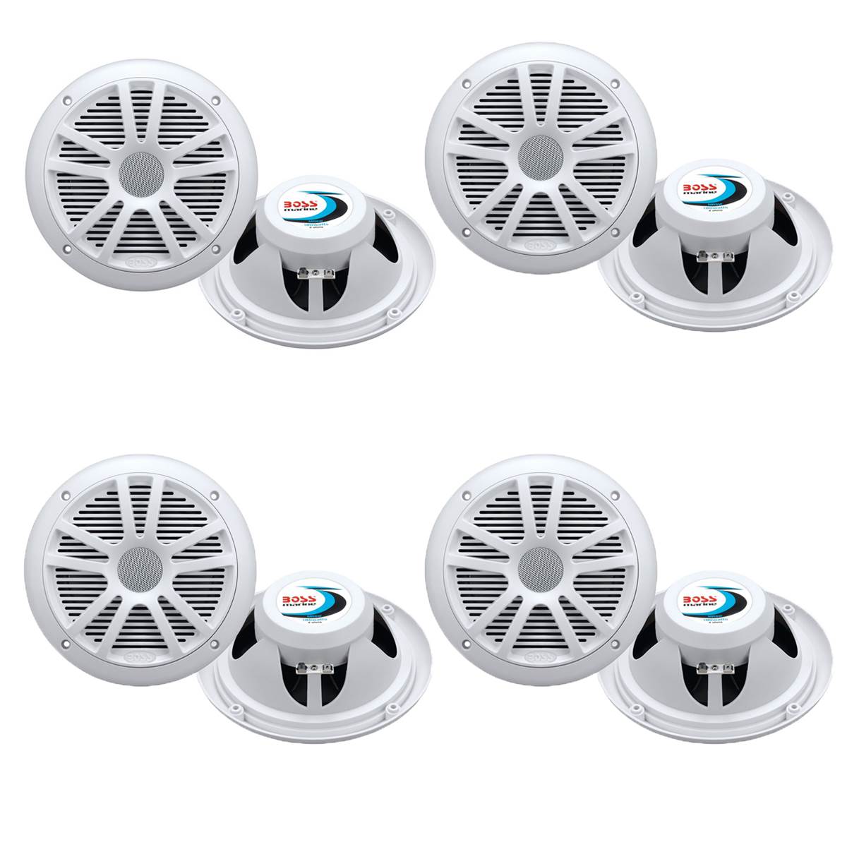 Boss Audio MR6W 6.5" 180W Dual Cone Marine/Boat Speakers Stereo, White (8 Pack) - VMInnovations