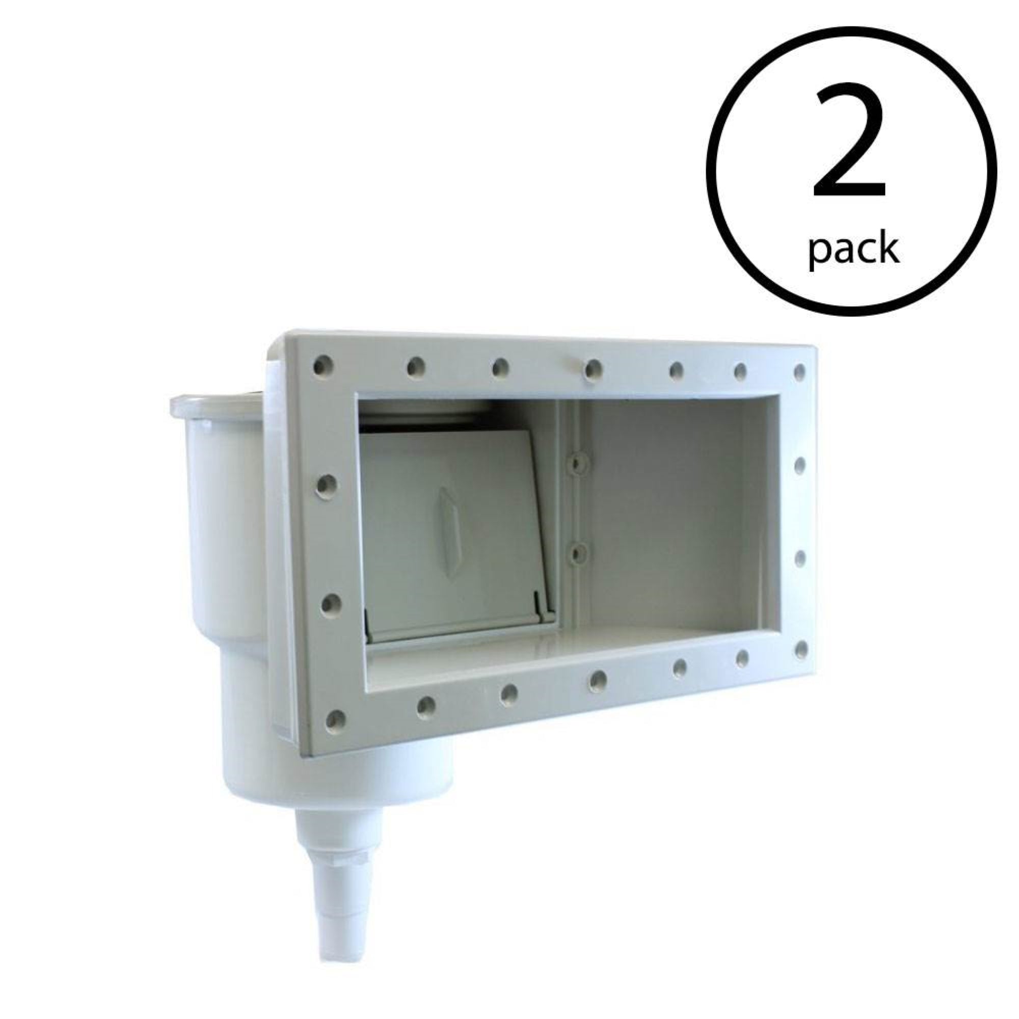 Hydro Tools ABS Wide Mouth Through Wall Above Swimming Pool Skimmer Kit (2 Pack) - VMInnovations