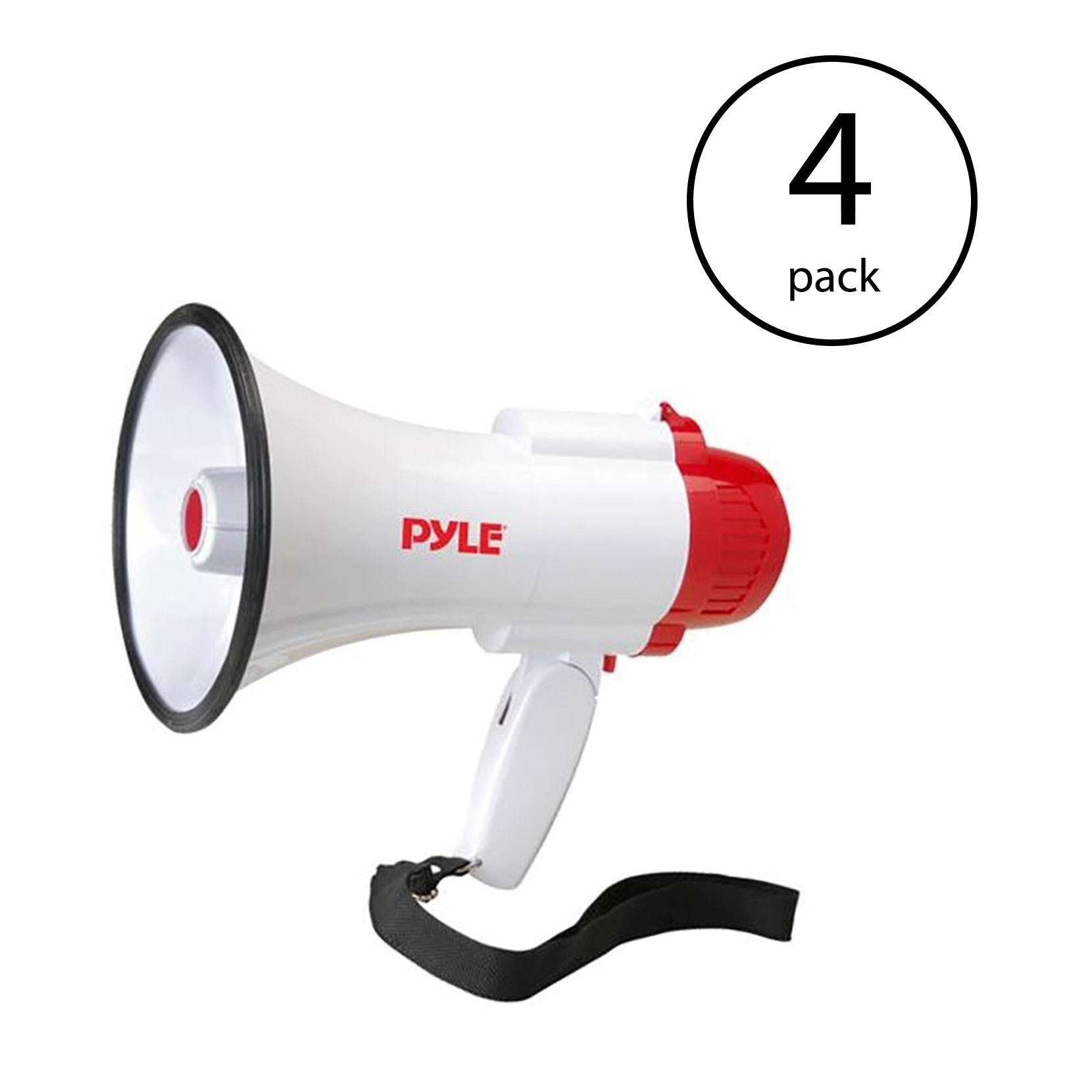 Pyle Pro Handheld Megaphone Bull Horn with Siren and Voice Recorder (4 Pack)