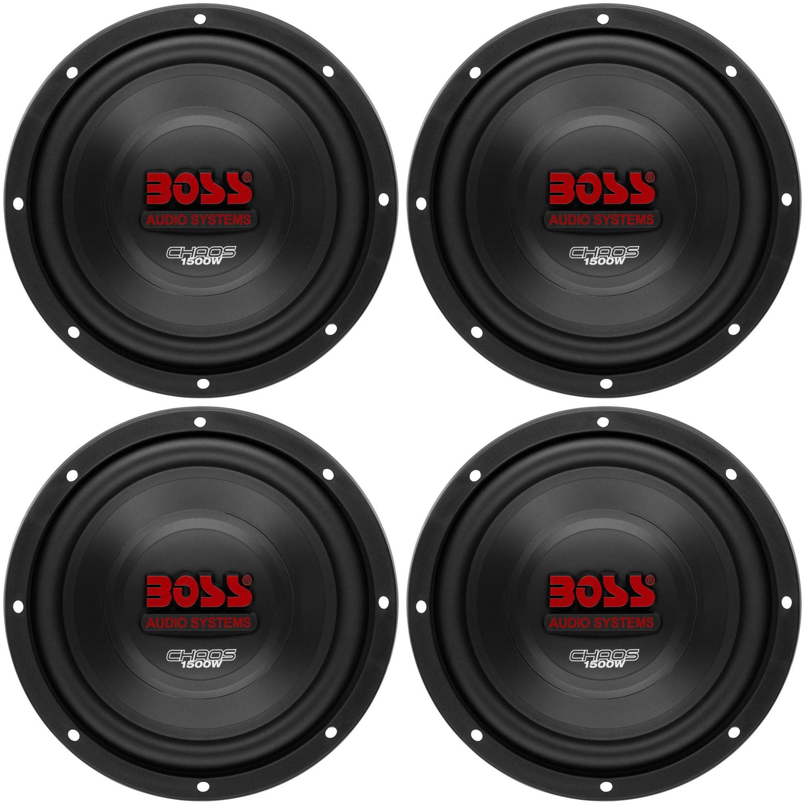Boss 10" 1500W Car Subwoofer Audio DVC Power Sub Woofer 4 Ohm Stereo (4 Pack) - VMInnovations