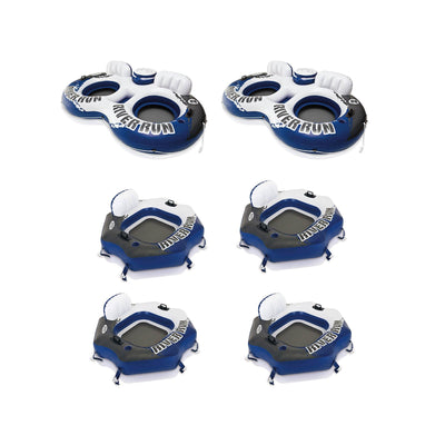 Intex River Run Inflatable Lounger (4 Pack) & Pool Lake Tube Float (2 Pack) - VMInnovations
