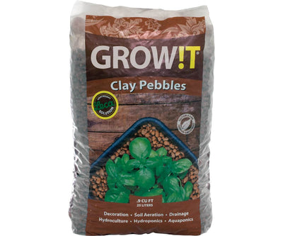 GMC25L GROW!T Hydroponic Natural Clay Pebbles, 25 Liter Bag (4 Pack)