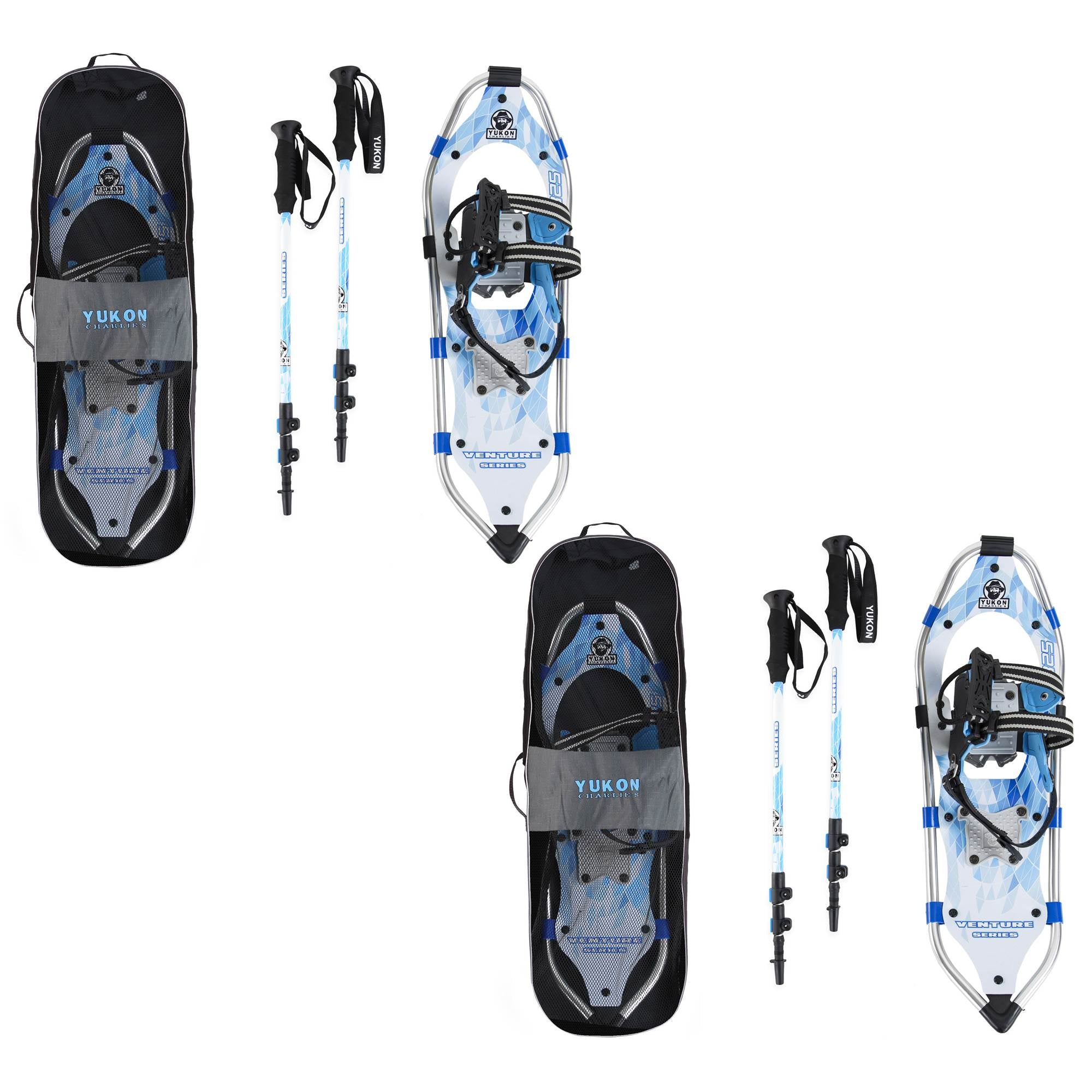 Yukon Charlie's Advanced 8x25 Inch Women's Snowshoe Kit w/ Poles & Bag (2 Pack)