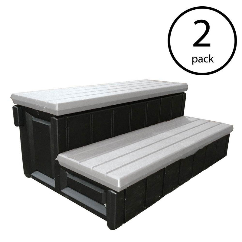 Leisure Accents 36 Inch Long Spa Hot Tub Storage Steps, Gray (2 Pack)