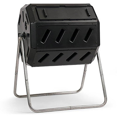 FCMP Outdoor 37 Gallon Dual Chamber Tumbling Composter Bin for Soil (Open Box)