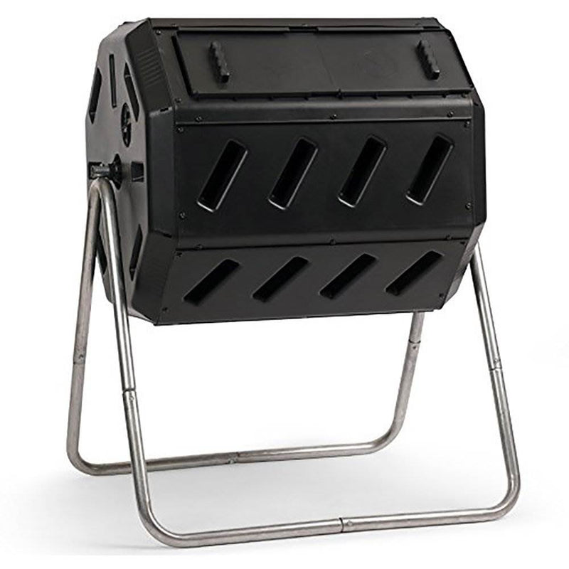 FCMP Outdoor 37 Gallon Dual Chamber Tumbling Composter Bin for Soil (Open Box)