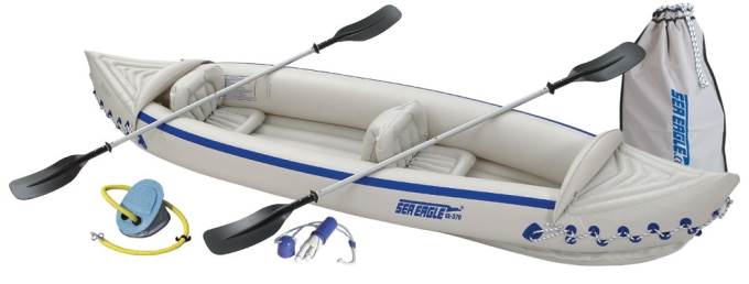 Sea Eagle 370 Deluxe 2 Person Inflatable Portable Sport Kayak & Paddles (2 Pack) - VMInnovations