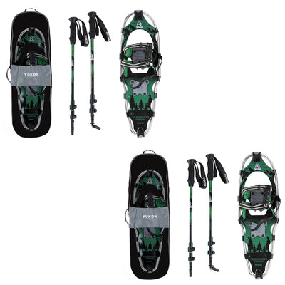 Yukon Charlie's Advanced 9x30 Inch Snowshoe Kit w/ Aluminum Poles & Bag (2 Pack)