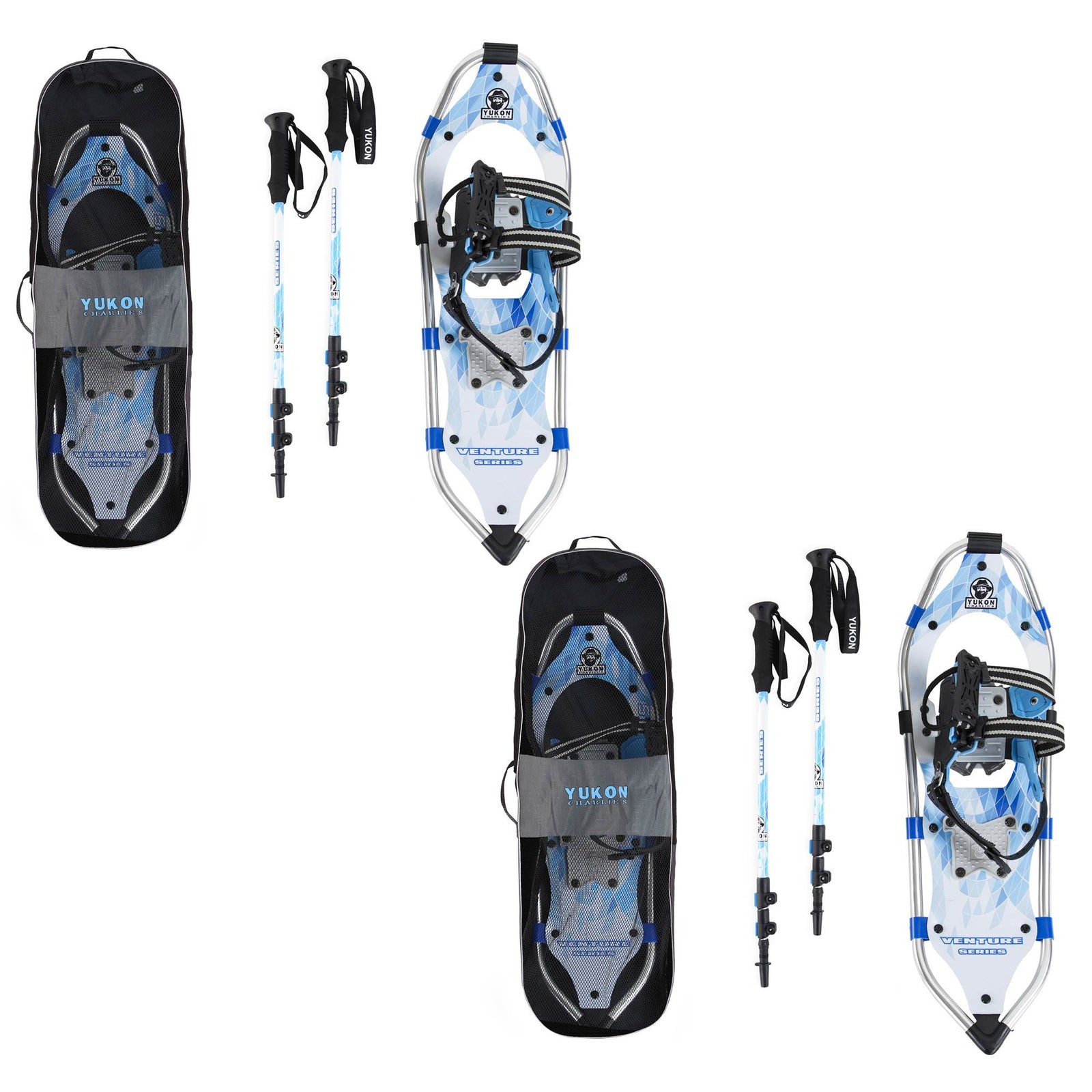 Yukon Charlie's Advanced 8 x 21 Inch Womens Snowshoe Kit w/ Poles & Bag (2 Pack) - VMInnovations