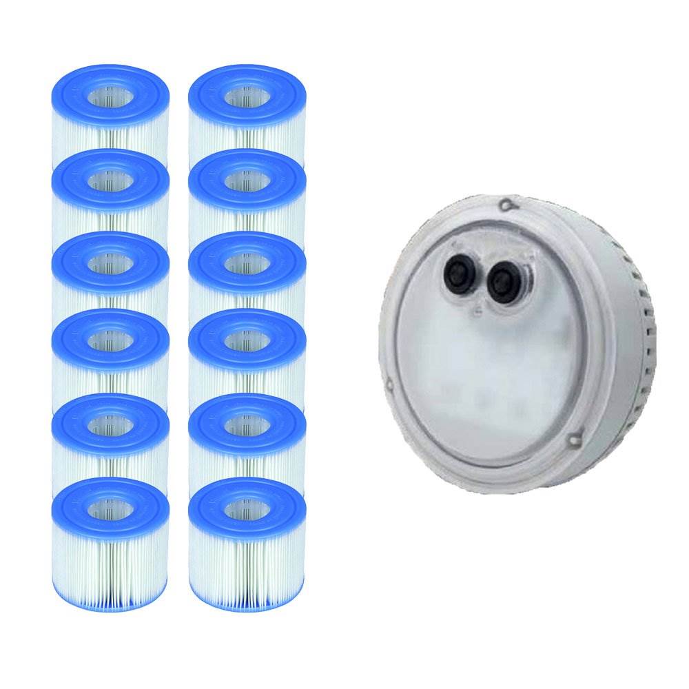 Intex PureSpa Light for Bubble Spa Hot Tub + S1 Replacement Cartridges (12 Pack) - VMInnovations