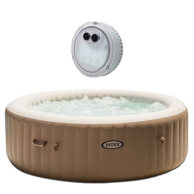 Intex Inflatable Pure Spa 6 Person Heated Bubble Jet Hot Tub + Battery LED Light