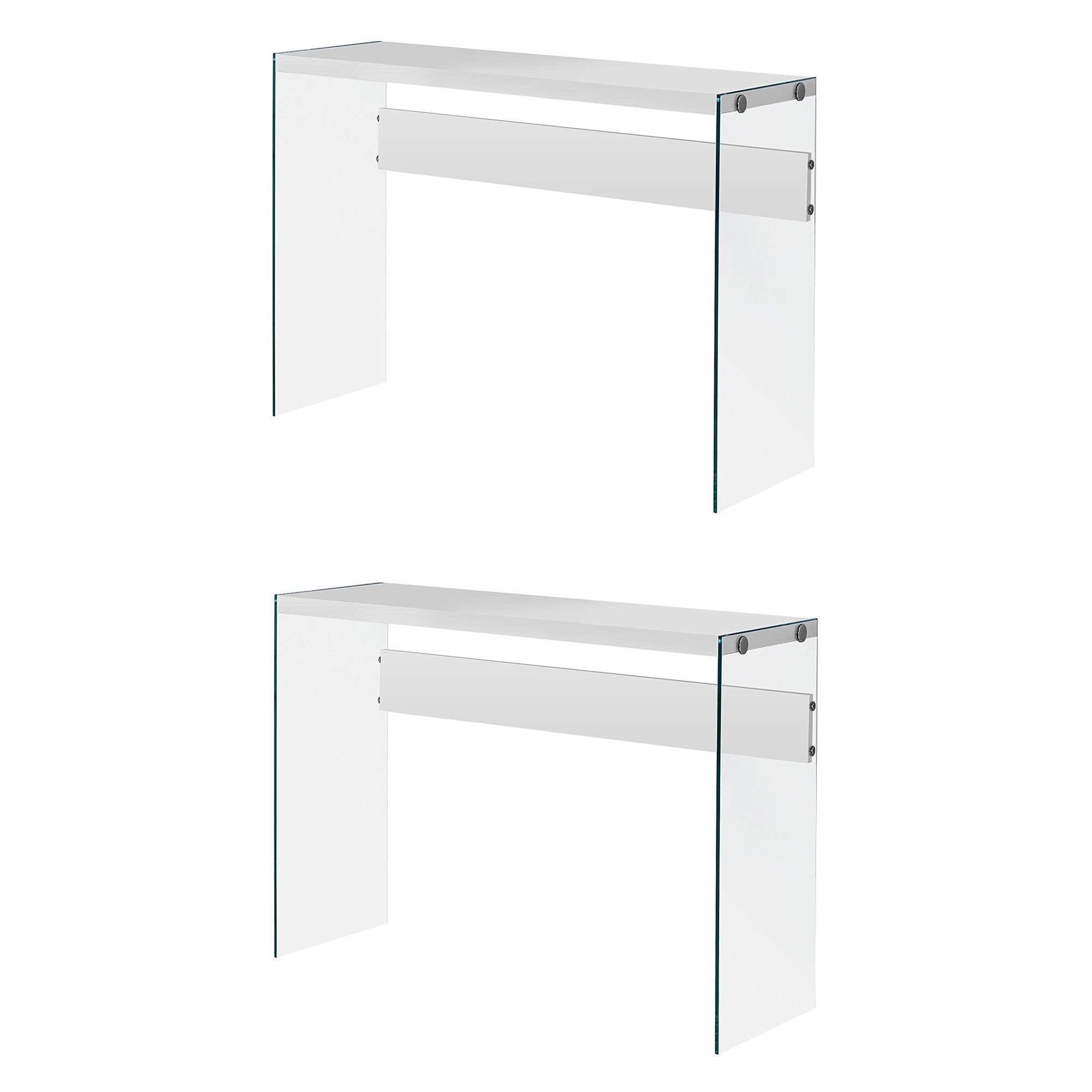Monarch Specialties Contemporary Accent Console Table w/ Tempered Glass (2 Pack)