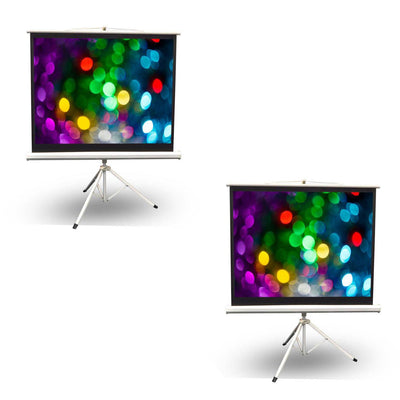 Pyle 50 Inch Fold Out Roll Up Video Projector Display Screen w/ Stand (2 Pack)