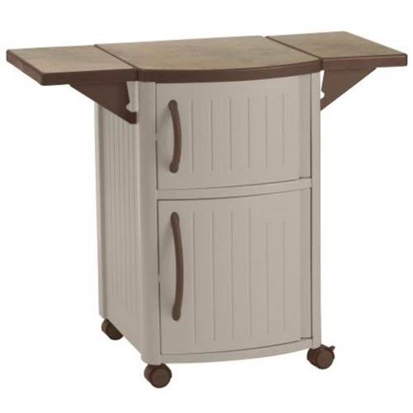 New Suncast Portable Outdoor Patio Prep Serving Station Table & Cabinet (2 Pack)