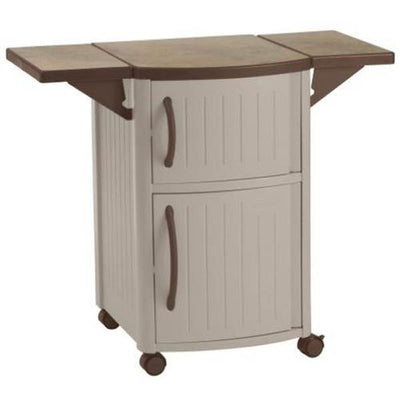 New Suncast Portable Outdoor Patio Prep Serving Station Table & Cabinet (2 Pack) - VMInnovations
