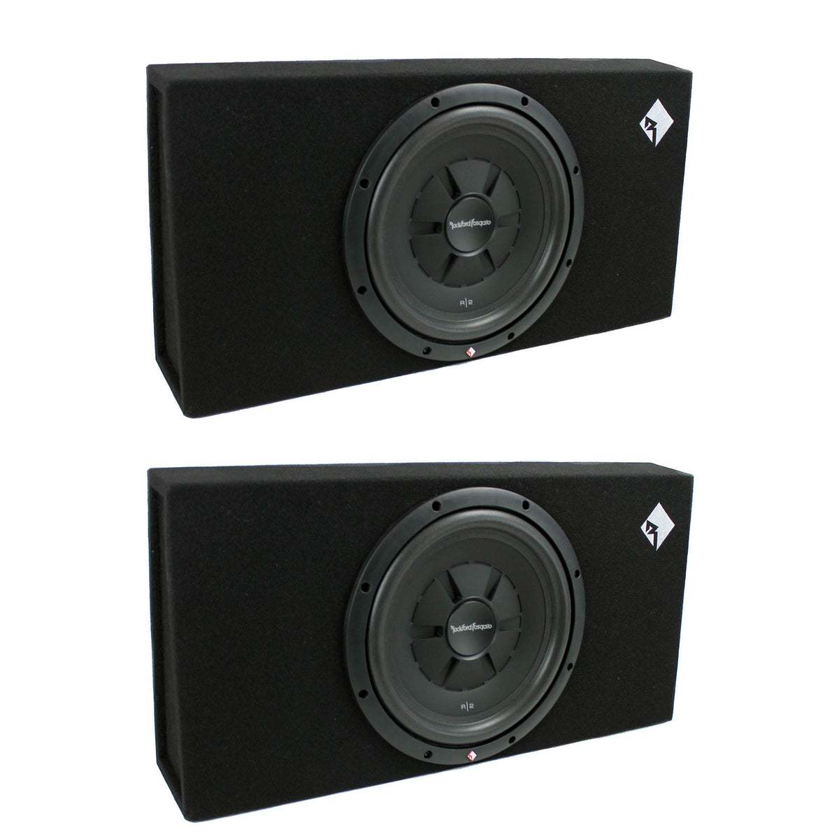 Rockford Fosgate-1X12 12" 500W Shallow Loaded Subwoofer Sub Enclosure (2 Pack)