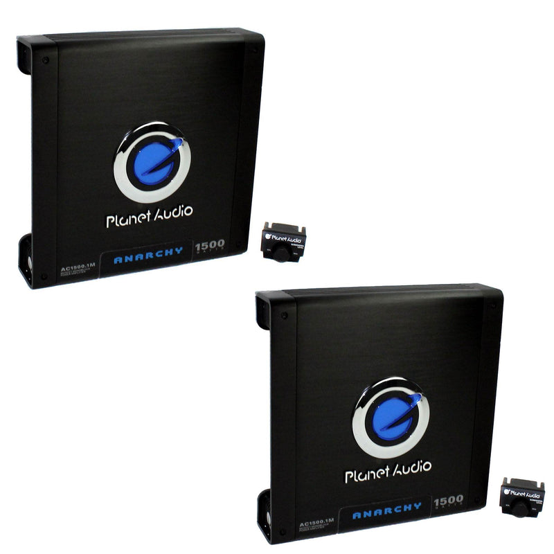 Planet Audio 1500 Watt Mono Block Car Audio Amplifier with Remote (2 Pack)