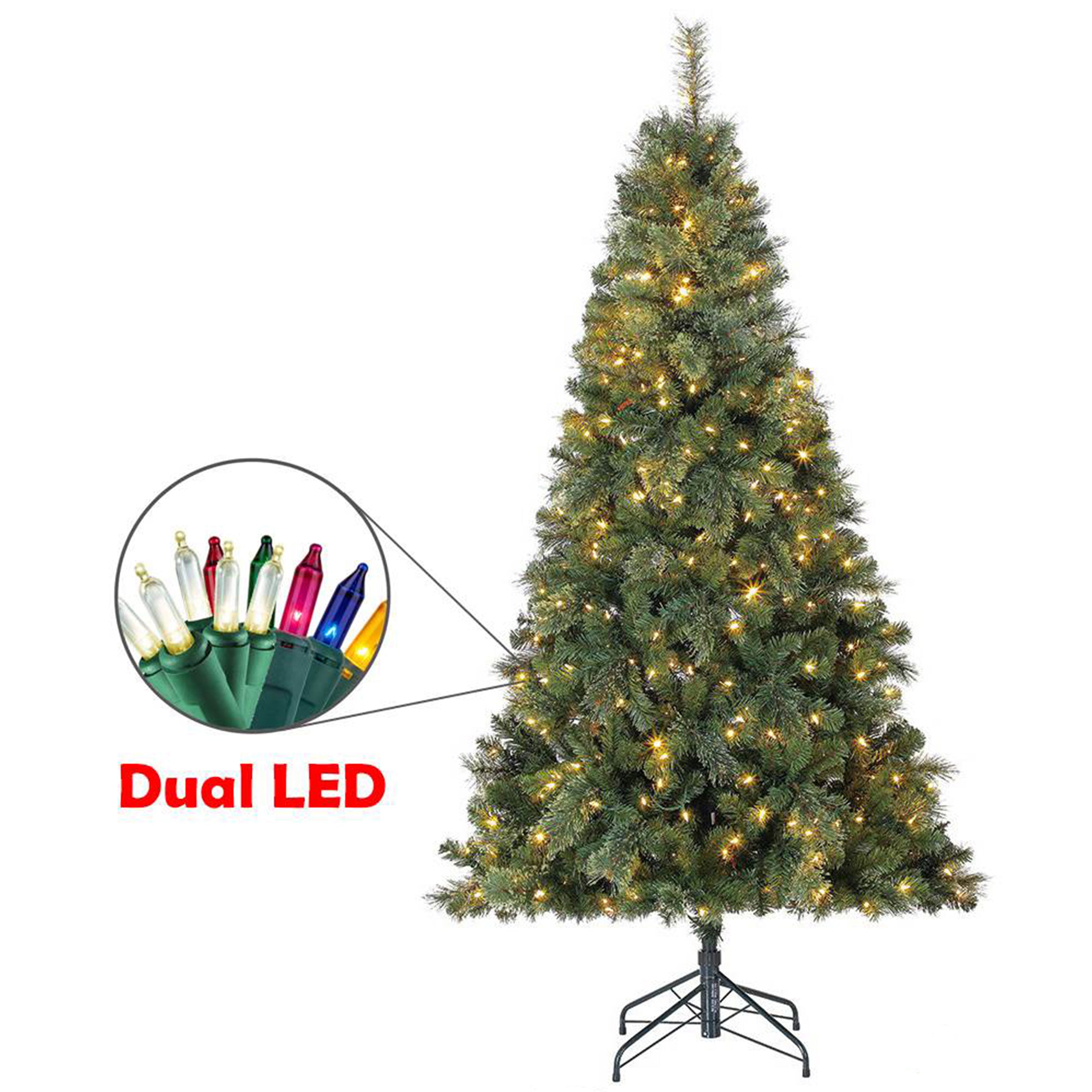 Home Heritage Cascade Quick Set 7 Ft Artificial Christmas Tree Prelit 450 LEDs