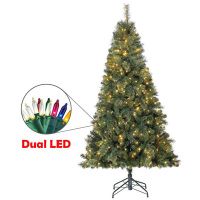 Home Heritage Cascade Quick Set 7 Ft Artificial Christmas Tree Prelit 450 LEDs