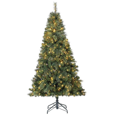Home Heritage Cascade Quick Set 7 Ft Artificial Christmas Tree Prelit 450 LEDs