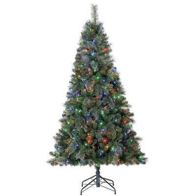 Home Heritage Cascade Quick Set 7 Ft Artificial Christmas Tree Prelit 450 LEDs