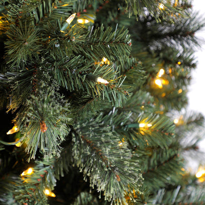 Home Heritage Cascade Quick Set 7 Ft Artificial Christmas Tree Prelit 450 LEDs