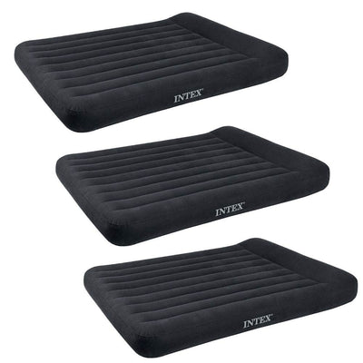 Intex Classic Inflatable Full Air Mattress Bed w/ Pillow Rest & Pump (3 Pack)
