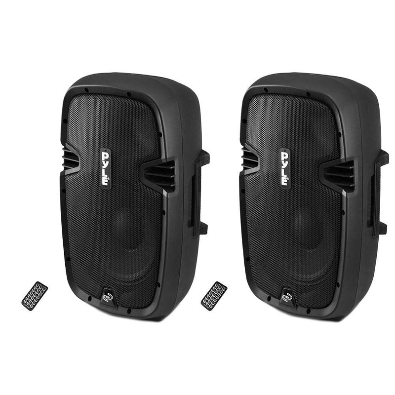PylePro 1200W 12" Bluetooth Powered DJ PA Black Standing Speaker System (2 Pack)