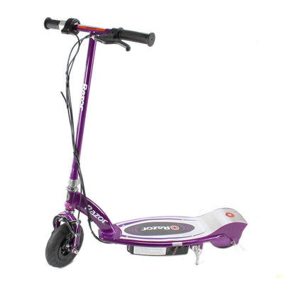 Razor E100 Rechargeable Electric Motor Kids Scooters, Purple (2 Pack) + Helmets - VMInnovations