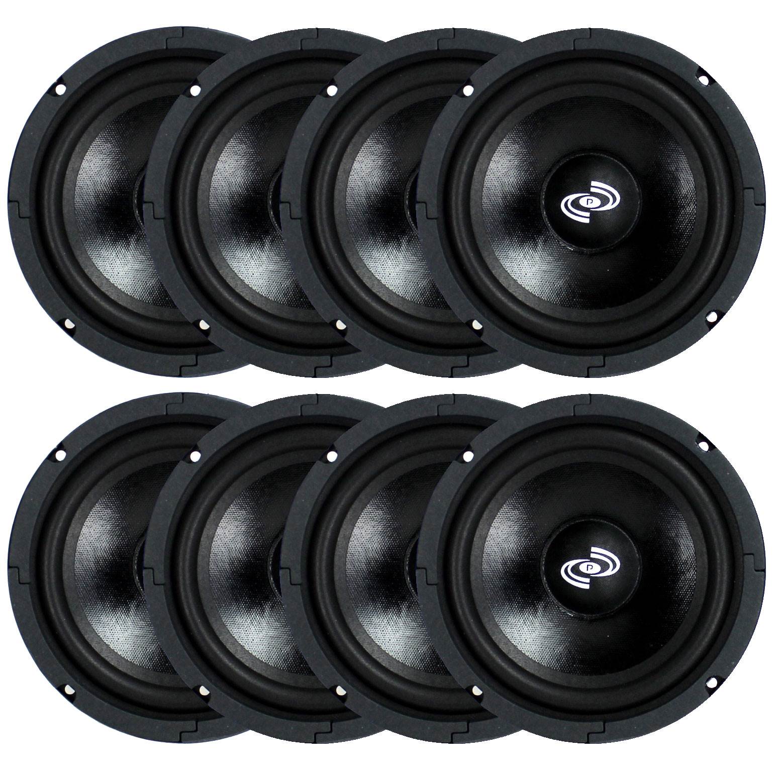 Pyle Pro 8 Inch 360 Watt 8-Ohm Black Driver Mid Range Audio Speaker (8 Pack) - VMInnovations