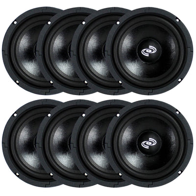 Pyle Pro 8 Inch 360 Watt 8-Ohm Black Driver Mid Range Audio Speaker (8 Pack) - VMInnovations