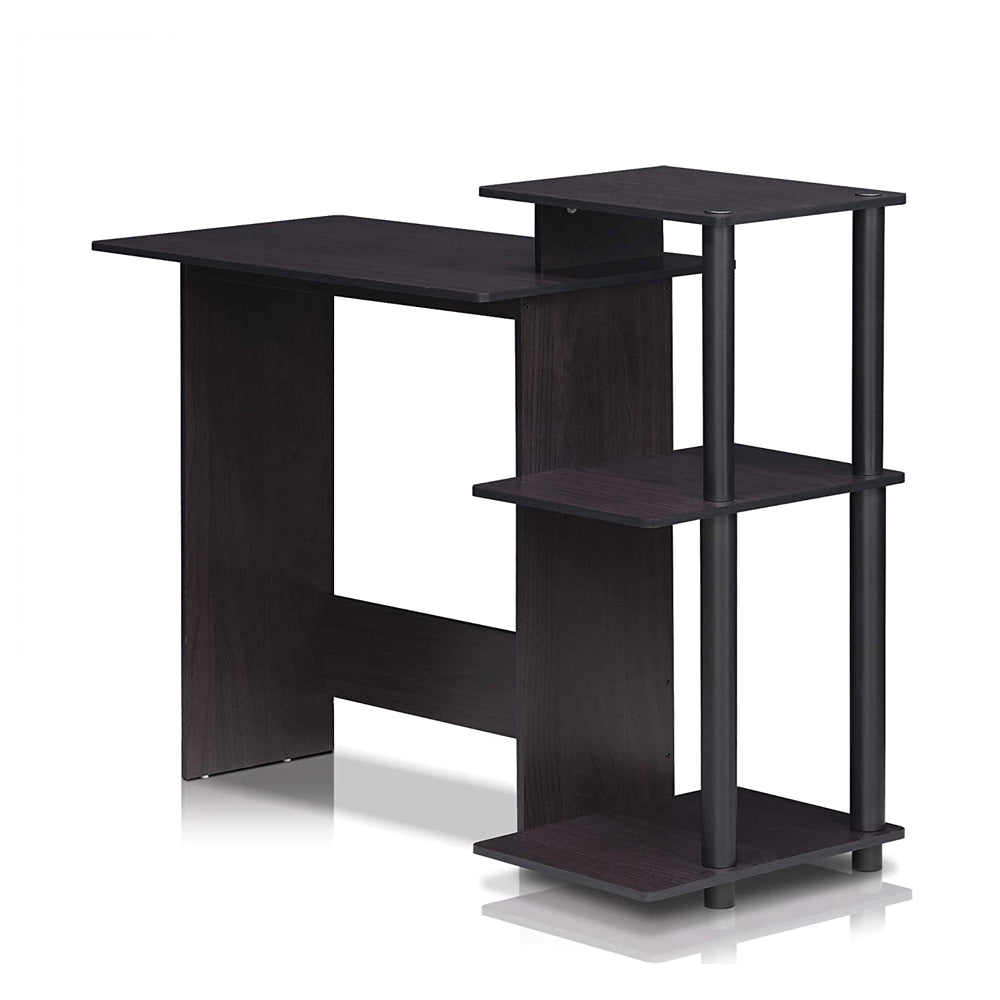 Furinno Efficient Home Office Laptop Desk w/ Side Shelves, Drk Wlnt (Open Box) - VMInnovations