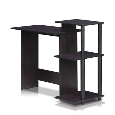 Furinno Efficient Home Office Laptop Desk w/ Side Shelves, Drk Wlnt (Open Box) - VMInnovations
