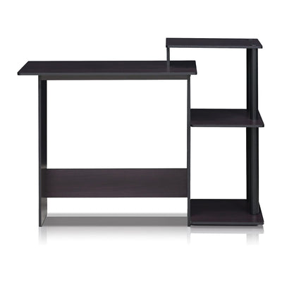 Furinno Efficient Home Office Laptop Desk w/ Side Shelves, Drk Wlnt (Open Box) - VMInnovations