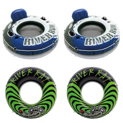 Intex River Run River Beach Pool Tubes (2 Pack) & River Rat Tubes (2 Pack)