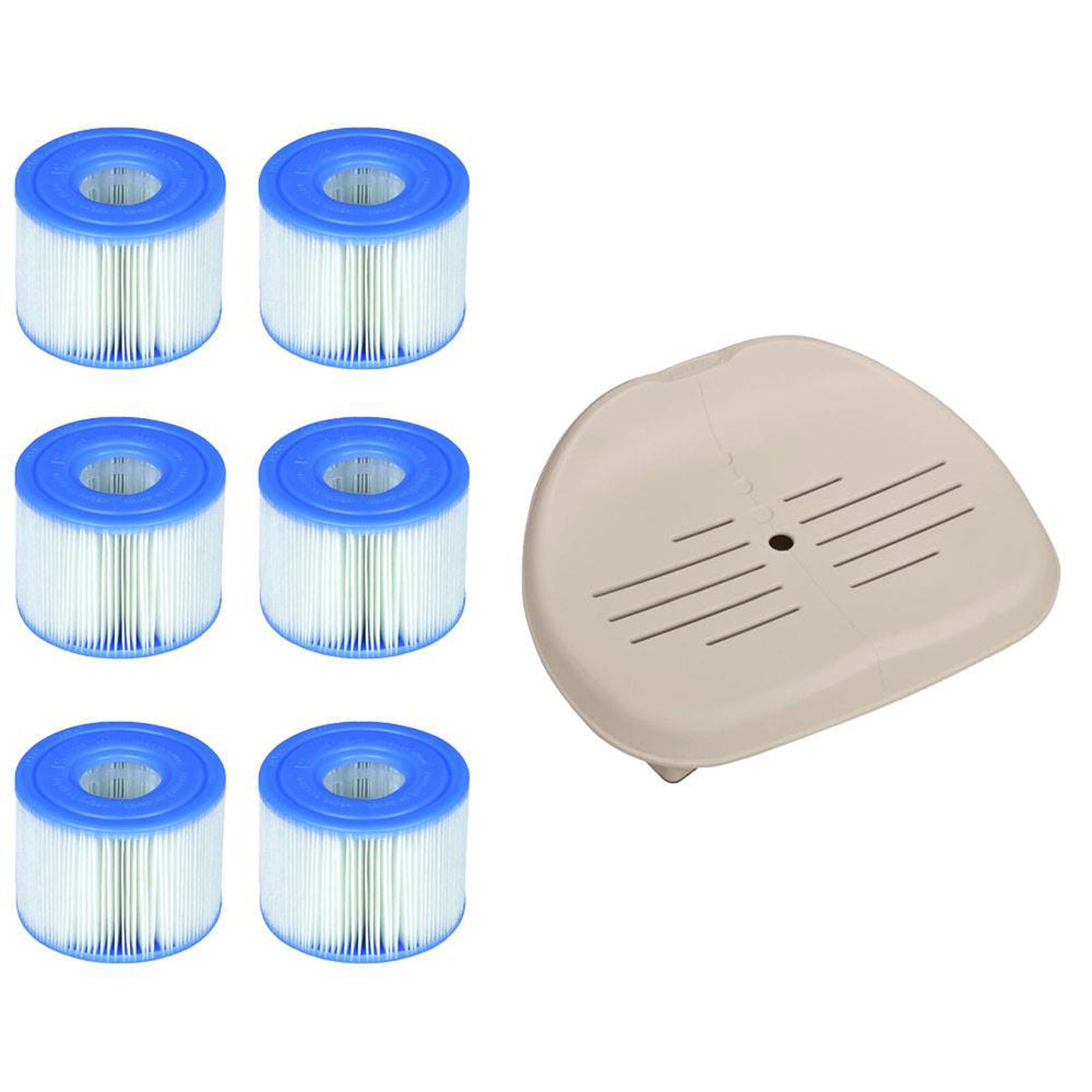 Intex Seat for Inflatable PureSpa Hot Tub & S1 Pool Filter Cartridges (6 Pack) - VMInnovations