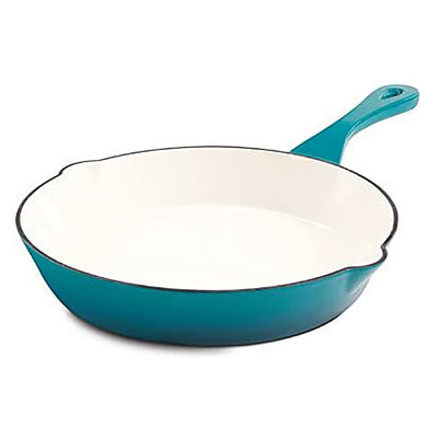 Crock-Pot 5 Quart Enamel Cast Iron Covered Dutch Oven Bundle with Skillet, Teal - VMInnovations