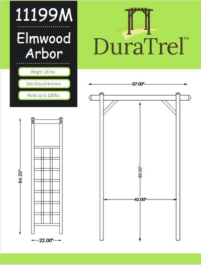 Dura-Trel Gardening PVC Vinyl 57 x 85 x 22 inches Elmwood Arbor, Mocha (Used)