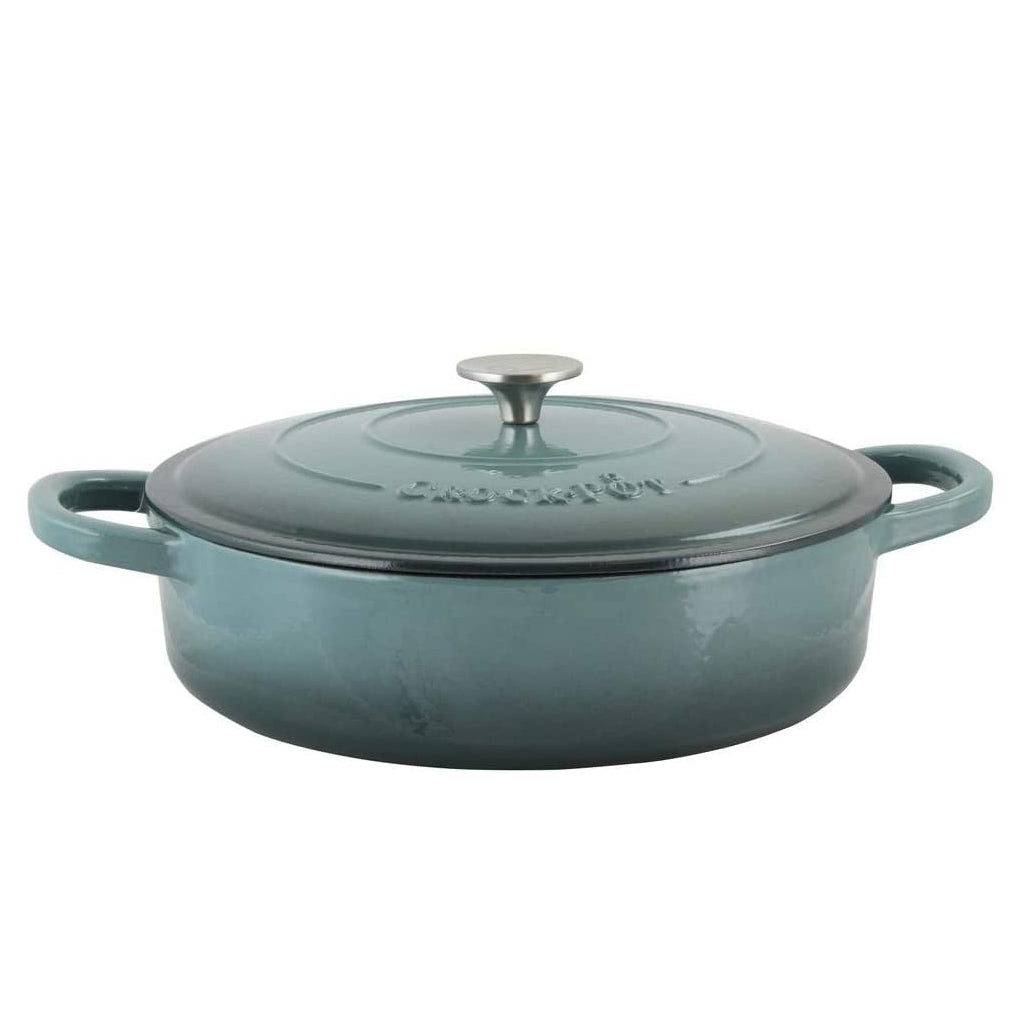 Crock Pot Artisan 5Qt Cast Iron Braiser Pan Bundle with 7Qt Oval Dutch Oven - VMInnovations
