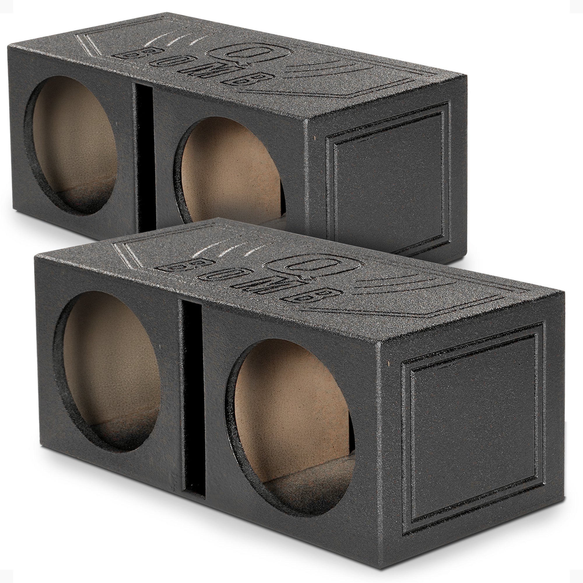 Q-POWER 15V Dual 15" Vented Port Subwoofer Sub Box w/ Bedliner Spray (2 Pack) - VMInnovations