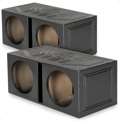 Q-POWER 15V Dual 15" Vented Port Subwoofer Sub Box w/ Bedliner Spray (2 Pack) - VMInnovations