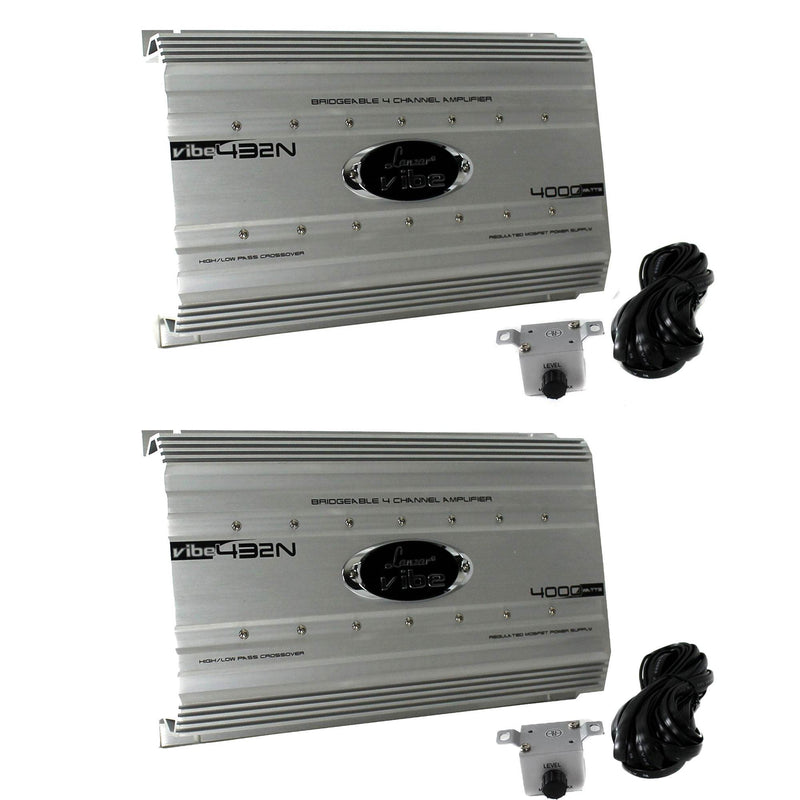 Lanzar 4000 Watt 4 Channel Bridgeable Car Stereo Amplifier w/ Remote (2 Pack)