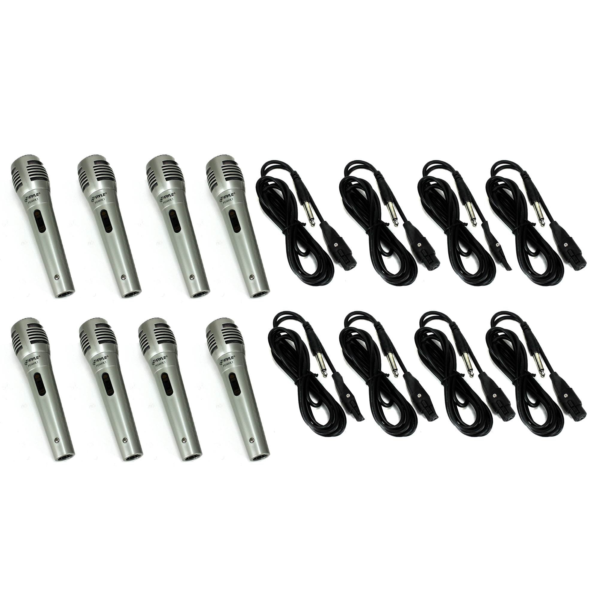 Pyle Pro Pro Moving Coil Dynamic Handheld Microphone Mic & Cable PDMIK1 (8 Pack)