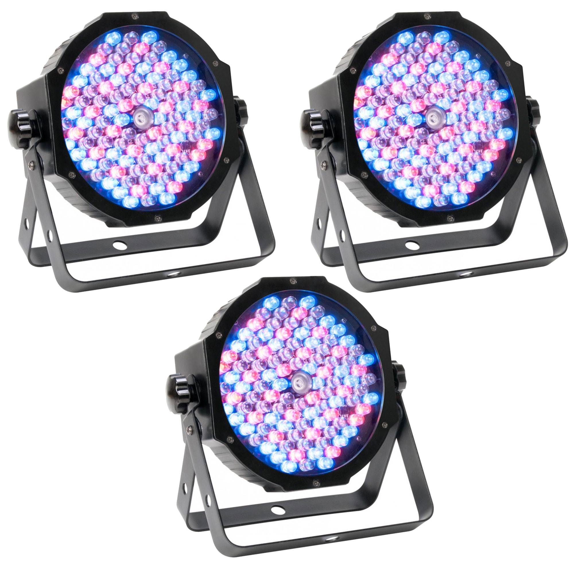 American DJ Mega Par Plus LED RGB+UV Slim Par Can Wash Effect Light (3 Pack)
