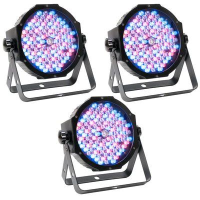 American DJ Mega Par Plus LED RGB+UV Slim Par Can Wash Effect Light (3 Pack)