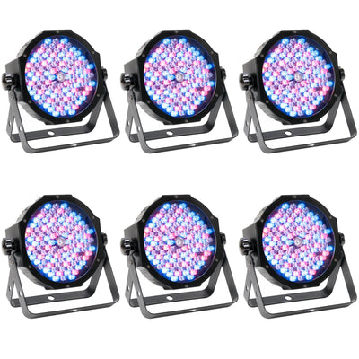 American DJ Mega Par Plus LED RGB+UV Slim Par Can Wash Effect Light (6 Pack)